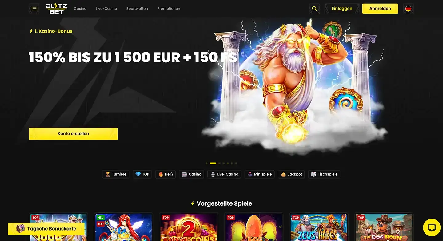 Blitz-bet Casino hero section screenshot